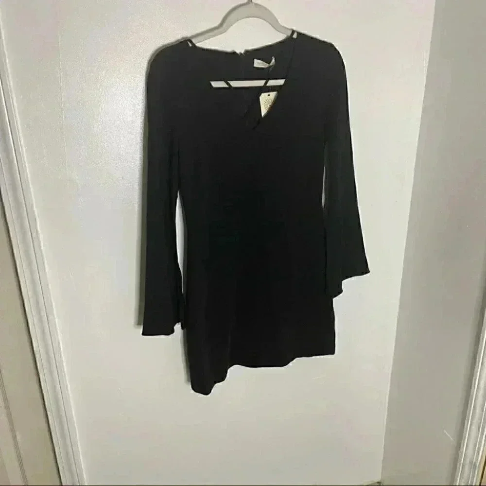 NWT Ramy Brook June Bell Sleeve Black Cocktail Dress